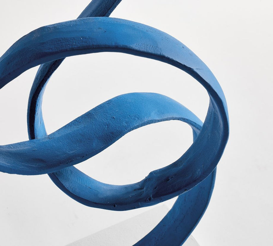 Büyük Soyut Nesne, El Yapımı Antik Mavi ve Toz Beyaz Dekoratif Obje