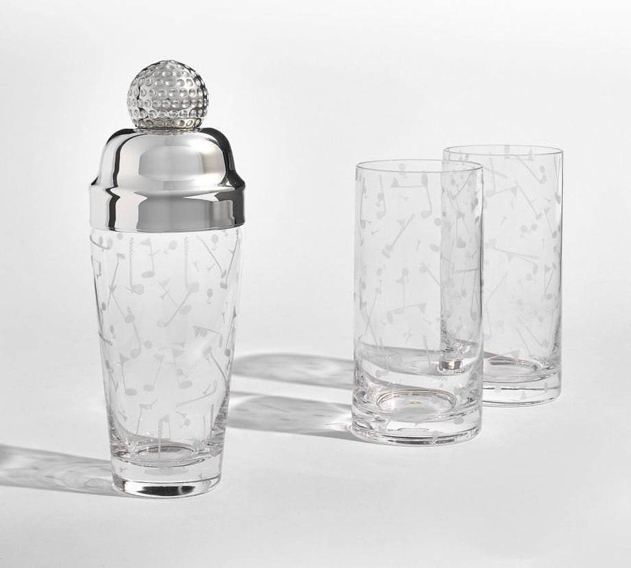 Figürlü Golf Kokteyl Çalkalayıcı ve Highball Bardakları