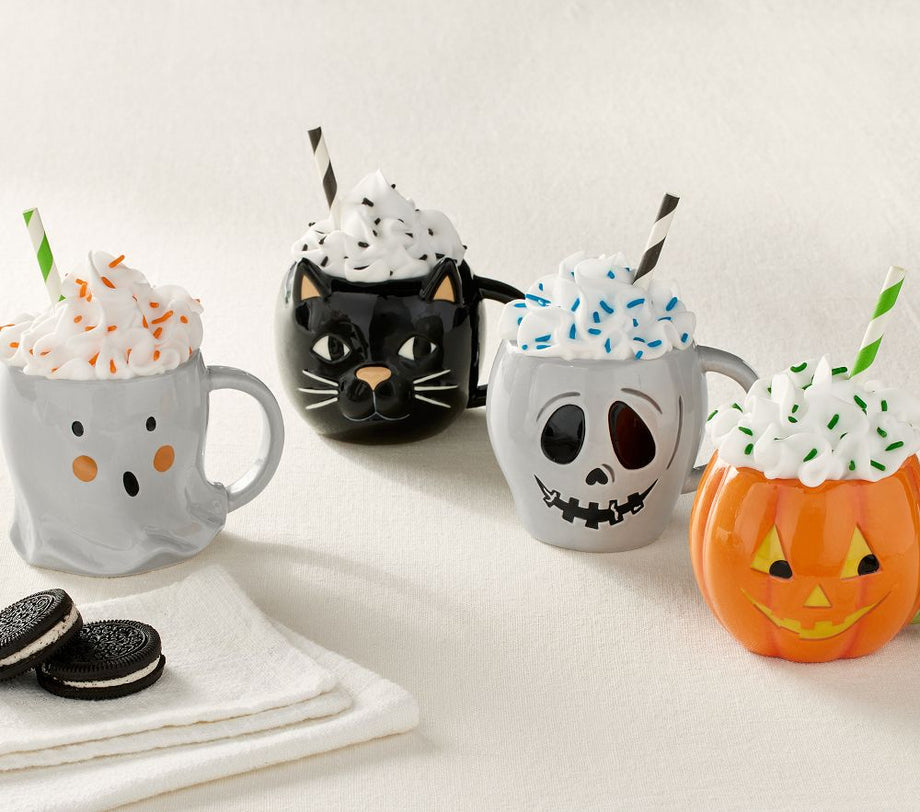 Halloween Çocuk Seramik Kupa Seti – 4'lü Eğlenceli Tasarım