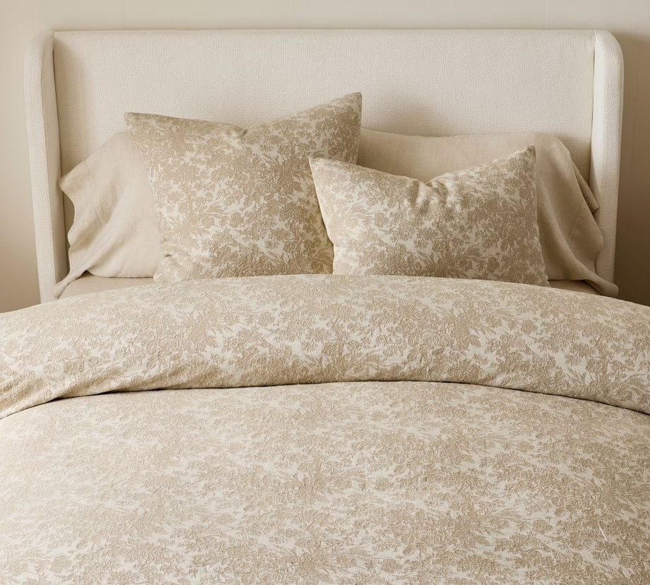 Sorrel Toile Jakarlı Yorgan Kılıfı,%100 Pamuk Malzeme, Gold