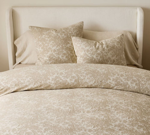 Sorrel Toile Jakarlı Yorgan Kılıfı,%100 Pamuk Malzeme, Gold