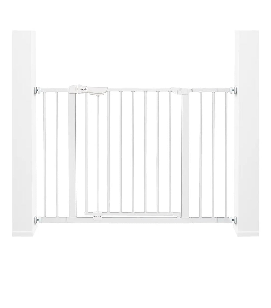 Moon Emniyet Metal Kapısı,Beyaz | 74,5-114 cm Genişlik, 7 cm ve 14 cm Uzatma, Basınçlı Kurulumlu