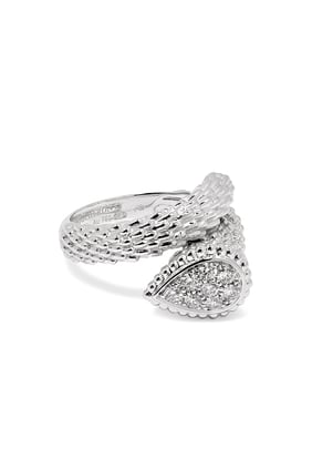 Serpent Bohème S Motif Elmas Yüzük, 18k Beyaz Altın & Elmaslar