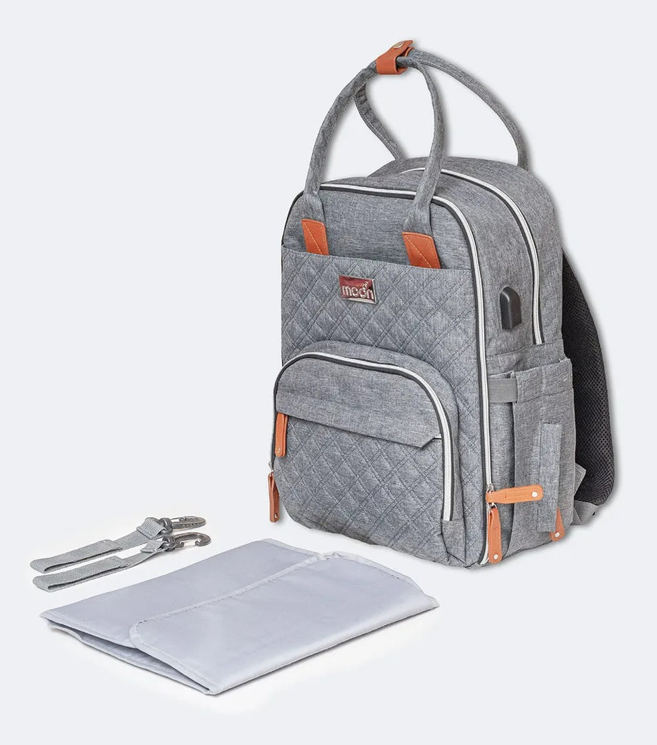 Nutra Bebek Bakım Sırt Çantası, Su Geçirmez, Çok Bölmeli, Termal Cep, USB Şarj Çıkışı