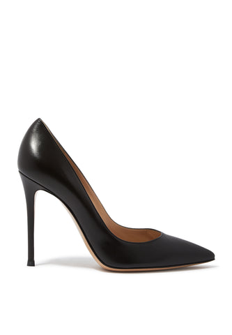Gianvito 105 Nappa Deri Topuklu Ayakkabı - Siyah