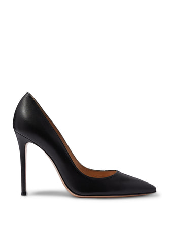 Gianvito 105 Nappa Deri Topuklu Ayakkabı - Siyah