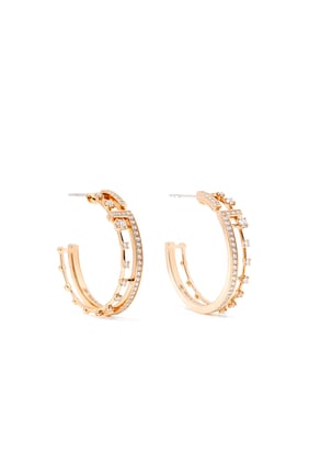 18K Pembe Altın ve Elmaslı Avenues Halka Küpe