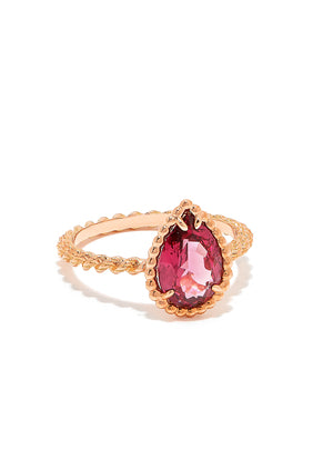 Zarif Serpent Boheme Rhodolite Garnet Yüzük, 18k Pembe Altın