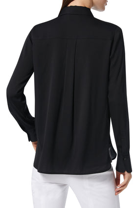 Slim Fit İpek Bluz - Siyah