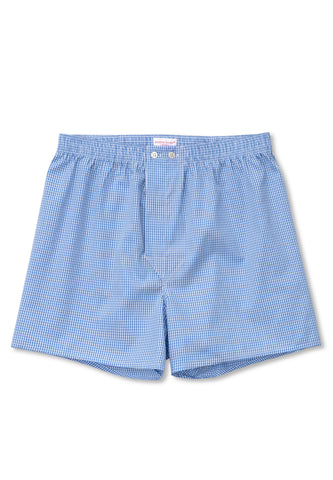 Mavi Gingham Boxer Şort