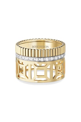 Boucheron Quatre Radiant Açık İşlemeli Elmas Yüzük - Beyaz Altın