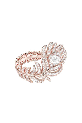 18 Ayar Pembe Altın ve Pırlanta Plume De Paon Yüzük