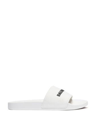 Balenciaga Logolu Beyaz Havuz Terlikleri