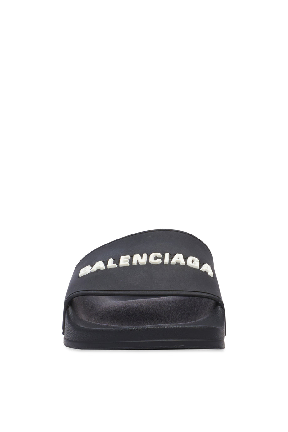 Balenciaga Logo Kabartmalı Havuz Terlikleri - Siyah