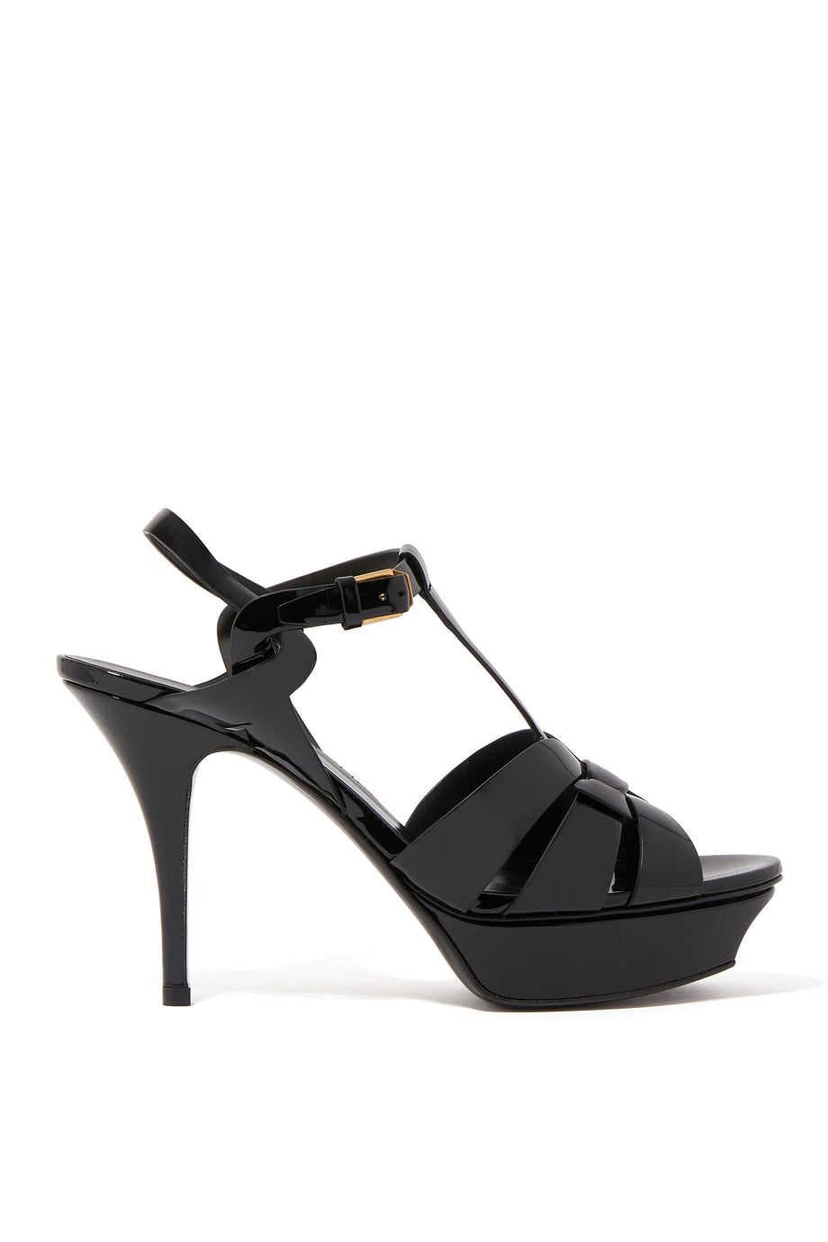 YSL Patent Deri Platform Sandaletler - Tribute Model