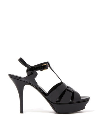 YSL Patent Deri Platform Sandaletler - Tribute Model
