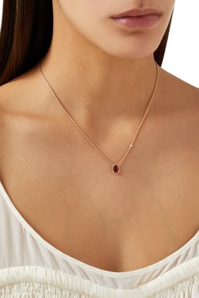Serpent Bohème XS Motif Kolye, 18 Ayar Pembe Altın, Rhodolite ve Elmas