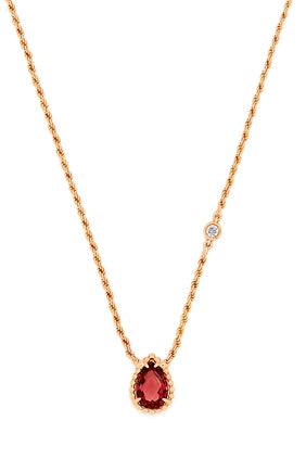 Serpent Bohème XS Motif Kolye, 18 Ayar Pembe Altın, Rhodolite ve Elmas