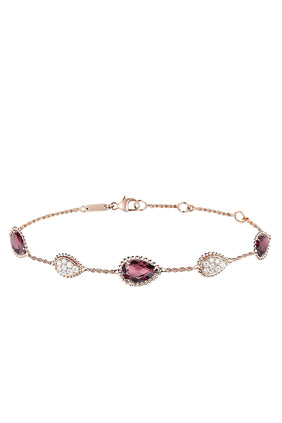 Serpent Bohème 18 Ayar Pembe Altın 5 Motif Rhodolite Granat ve Elmas Bilezik