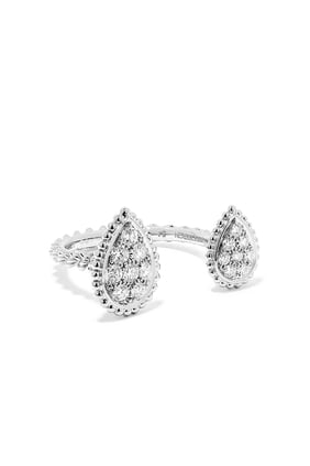 Serpent Bohème İkili Motif Yüzük, 18k Beyaz Altın ve Pırlanta