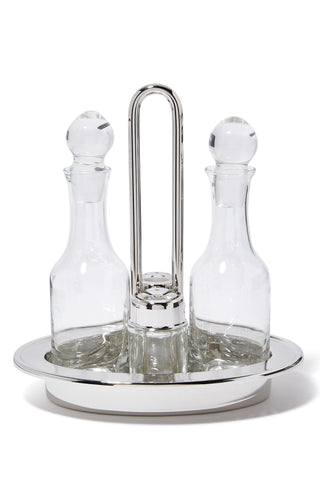 Cruet Gümüş ve Cam Seti, İtalyan El İşçiliği