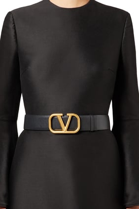 Valentino Garavani V Logo Tokalı Deri Kemer