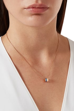 Quatre Mavi Versiyon Mini Kolye - Tek Elmasla Set