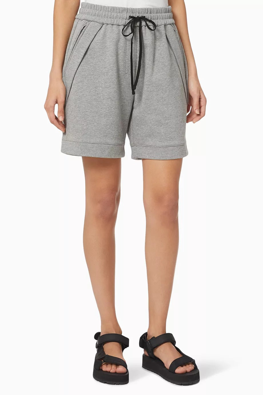 French Terry Şort %100 Pamuk, Fermuarlı Cepli Modern Athleisure Stil