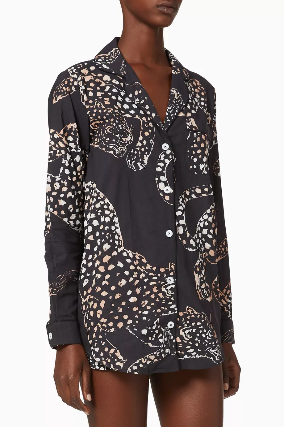 The Jag Kadın Lüks Pamuklu Pijama Takımı Renkli Kaplan Desenli Şortlu Set