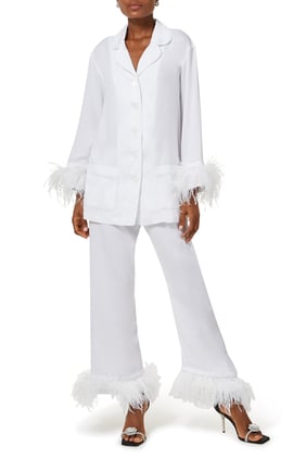 Tüy Detaylı Parti Pijama Takımı