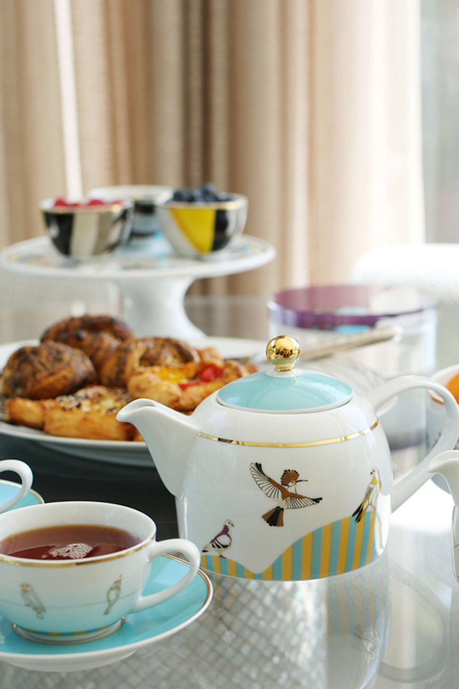 Beyaz-Multi Renk-Sarb Çaydanlığı-Porselen-22kt Altın Detaylı-Bir Hediye Seçeneği