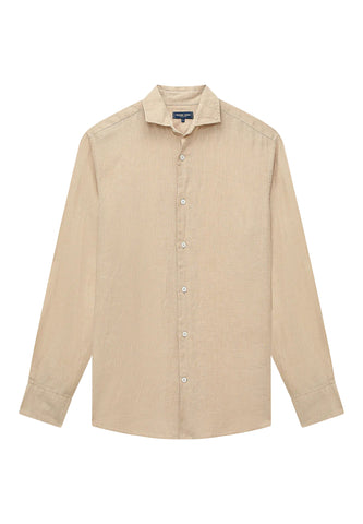 Keten Uzun Kollu Gömlek - Bej