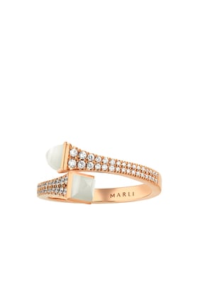 Cleo Ay Taşı Pırlanta Yüzük - Rose Gold
