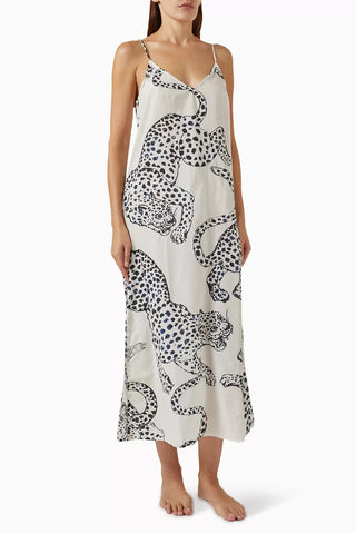 The Jag Kadın Lüks Pamuklu Slip Gecelik Jag Desenli Ayarlanabilir Askılı