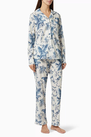 The Wild Ones Kadın Lüks Pamuklu Pijama Takımı Bromley Papağan Desenli İki Parça