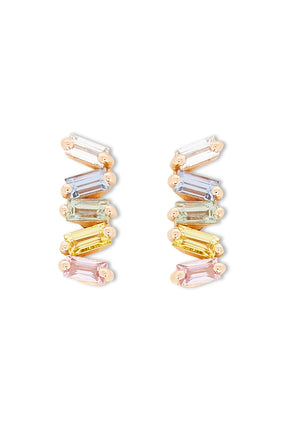 Pastel Renkli Zig Zag Küpe - Rose Gold/Multi