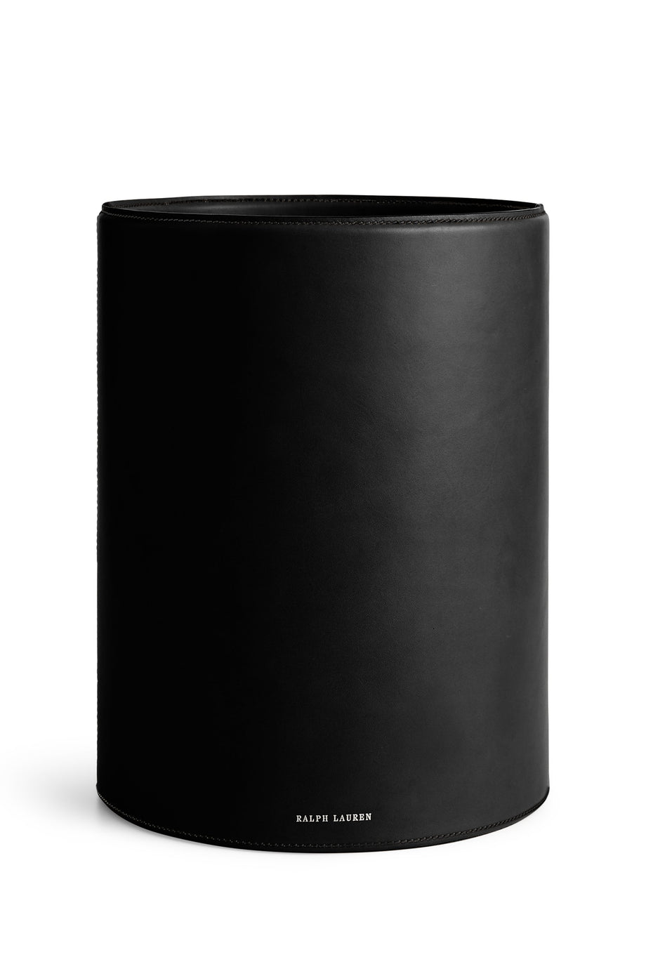 Brennan Çöp Kovası El Yapımı Siyah Deri ve Ceviz Ahşap Detay