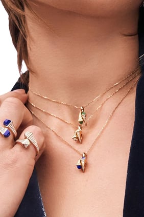 Cleo Kolye, 18 Ayar Beyaz Altın, Lapis Lazuli ve Elmas ile