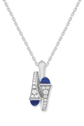 Cleo Kolye, 18 Ayar Beyaz Altın, Lapis Lazuli ve Elmas ile