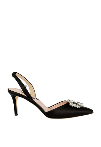 Şık Siyah Edith Slingback Sandalet