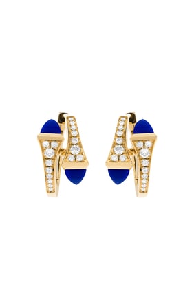 Cleo Elmas Huggie Küpe, 18k Sarı Altın & Lapis Lazuli