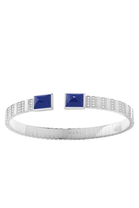 Cleo 2 Link Kayış Bilezik, 18k Beyaz Altın, Lapis Lazuli & Pırlanta