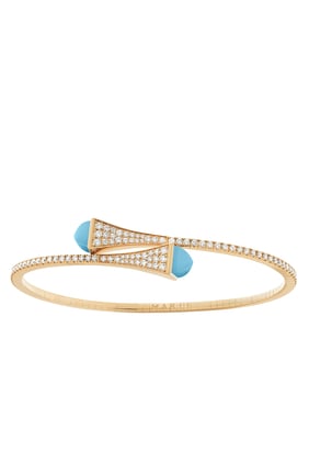 Cleo Elmas Midi Bilezik, 18K Pembe Altın, Turkuaz & Elmas