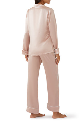 Pembe İpek Saten Pijama Takımı