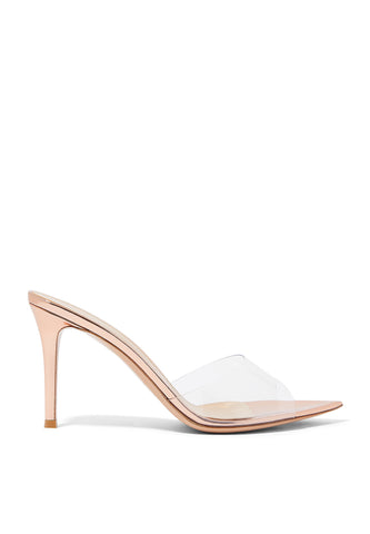 Elle 85 Pleskli & Metalik Deri Mules - Rose Gold