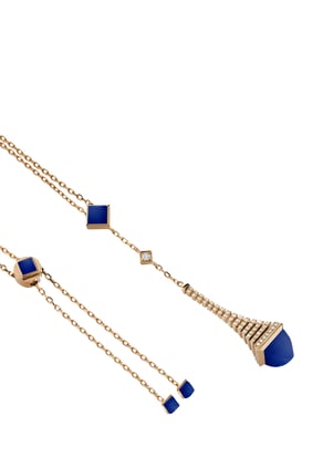 Cleo Damla Kolye, 18 Ayar Pembe Altın, Lapis Lazuli, Elmas
