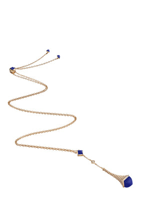 Cleo Damla Kolye, 18 Ayar Pembe Altın, Lapis Lazuli, Elmas