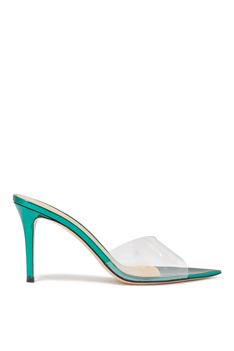 Elle 85 Metalik Deri ve Plexi Mules - Metalik Yeşil