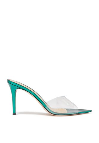 Elle 85 Metalik Deri ve Plexi Mules - Metalik Yeşil