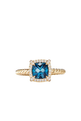 Petite Chatelaine Yüzük, 18 Ayar Altın ve Elmaslı Topaz